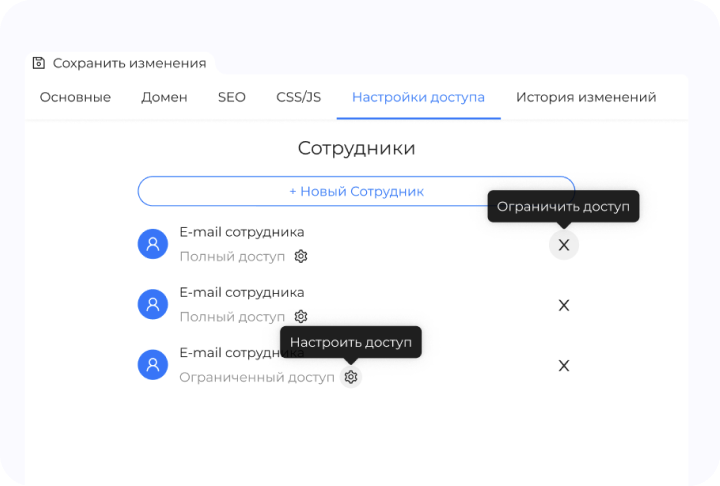 Настройка доступа сотрудников
